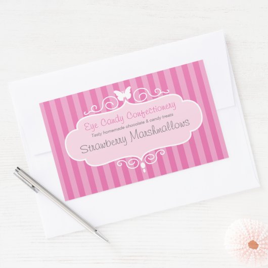 ブティックキャンディーショップピンク食品ラベルのシール 長方形シール (封筒)