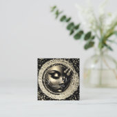 ブティックグリッターエフェクトフレームメイクアップアーティストロゴ スクエア名刺 (スタンド正面)