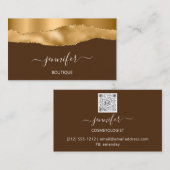 ブティックショップイエローブラウン金ゴールドQRコード 名刺 (正面/裏面)