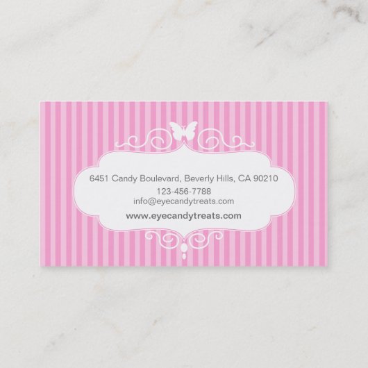 ブティックショップキャンディストライプピンクの名刺 名刺 (裏面)