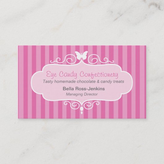 ブティックショップキャンディストライプピンクの名刺 名刺 (正面)