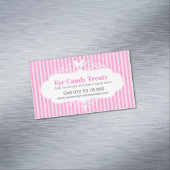 ブティックショップキャンディピンクストライプの連絡リマインダ マグネット名刺 (インサイチュ)