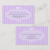 ブティックショップシック紫ストライプ色の名刺 名刺 (正面/裏面)
