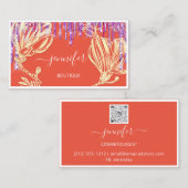 ブティックショップドリップス金ゴールド花フレームQRロゴ 名刺 (正面/裏面)