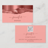 ブティックショップバラグリッター抽象芸術QRコードピンク 名刺 (正面/裏面)