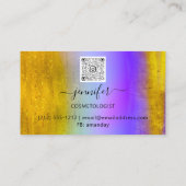 ブティックショップパープル金ゴールドフラワーQRコード 名刺 (裏面)