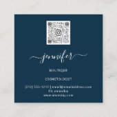 ブティックショップブルーネイビーグレイ花QRロゴ スクエア名刺 (裏面)