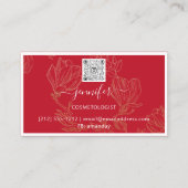 ブティックショップレッド金ゴールドフラワーフレームQRロゴ 名刺 (裏面)