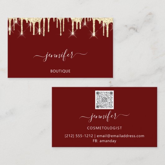 ブティックショップ抽象芸術QRコードフェイク金ゴールド 名刺 (正面/裏面)
