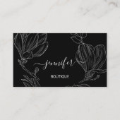 ブティックショップ白黒花QRコードロゴ 名刺 (正面)