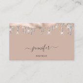 ブティックショップQRコードバラシルバーグリッタードリップ 名刺 (正面)