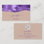ブティックショップQRコードバラパープルグリッター 名刺 (正面/裏面)
