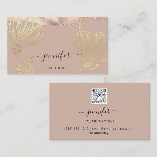 ブティックショップQRコードパウダーバラフローラ 名刺 (正面/裏面)