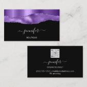 ブティックショップQRコードブラックパープルバイオレット 名刺 (正面/裏面)