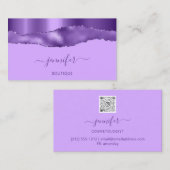 ブティックショップQRコードホワイトパープルバイオレット 名刺 (正面/裏面)
