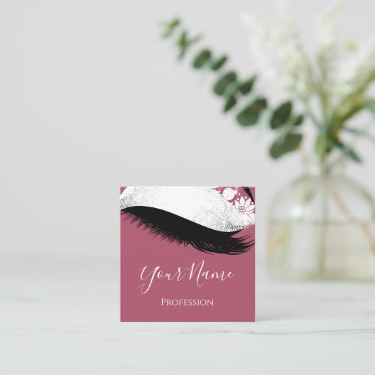 ブティックシルバー。グレーラッシュエクステンションバラ赤面 スクエア名刺 (スタンド正面)