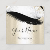 ブティックシルバー。グレーラッシュエクステンション金ゴールド スクエア名刺 (正面)