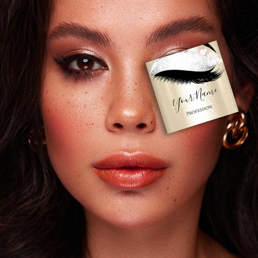 ブティックシルバー。グレーラッシュエクステンション金ゴールド スクエア名刺