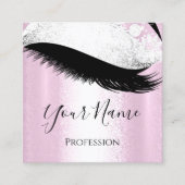 ブティックシルバー。灰色の斜面延長ピンクガーリー色 スクエア名刺 (正面)