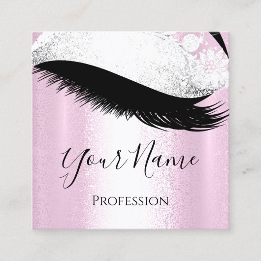 ブティックシルバー。灰色の斜面延長ピンクガーリー色 スクエア名刺 (正面)