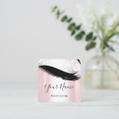 ブティックシルバー。灰色の発疹の延長ピンクローズ スクエア名刺 (スタンド正面)