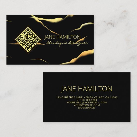 ブティックシンプルブラックマーブル名刺 名刺 (正面/裏面)