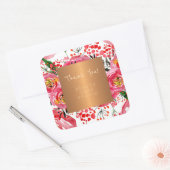 ブティックスタジオの銅色のメタリックな芍薬の感謝 スクエアシール (封筒)