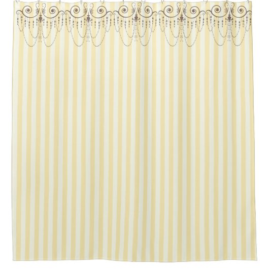 ブティックストライプイエロー/シャンデリア – シャワーカーテン (正面)