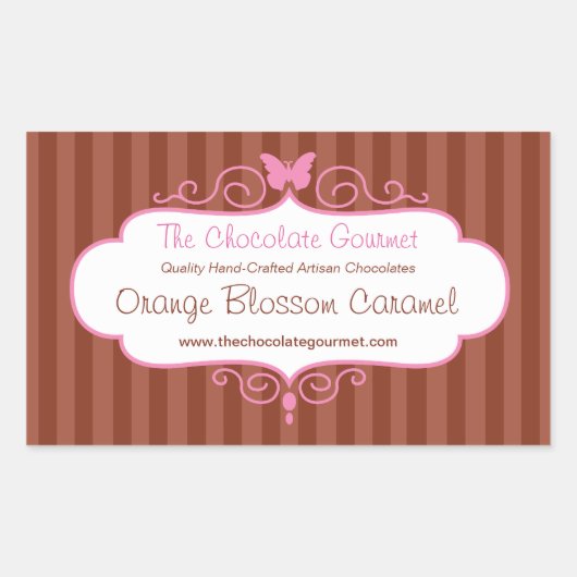 ブティックストライプチョコレートショップBROWNスタンプ 長方形シール (正面)