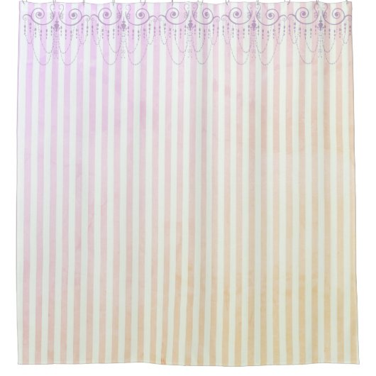 ブティックストライプラベンダー/シャンデリア – シャワーカーテン (正面)