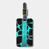 ブティックティール（緑がかった色）ブルーグレーレオパードカウズプリント ラゲッジタグ (正面縦)