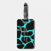 ブティックティール（緑がかった色）ブルーグレーレオパードカウズプリント ラゲッジタグ (裏面縦)