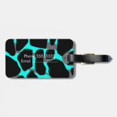 ブティックティール（緑がかった色）ブルーグレーレオパードカウズプリント ラゲッジタグ (裏面横)