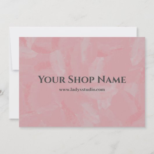 ブティックピンクオイルペインティングサンキューディスカウント 招待状 (裏面)