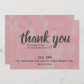 ブティックピンクオイルペインティングサンキューディスカウント 招待状 (正面/裏面)