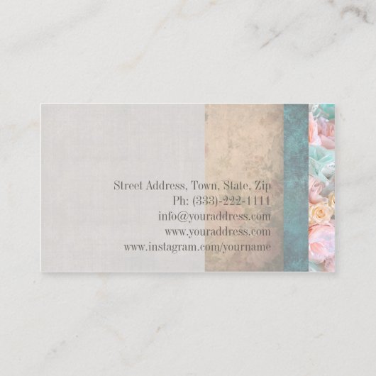 ブティックファッションアクセサリーヴィンテージフラワーリネン 名刺 (裏面)