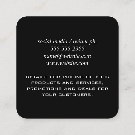 ブティックファンシーグリッター スクエア名刺 (裏面)