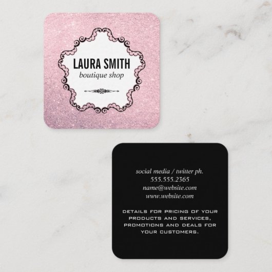 ブティックファンシーグリッター スクエア名刺 (正面/裏面)
