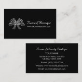 ブティックフェミニンブラック&ホワイトレースリボン 名刺 (正面/裏面)