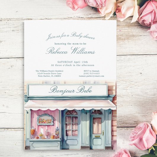 ブティックフランスのボンジュールベビーベイビーシャワー 招待状