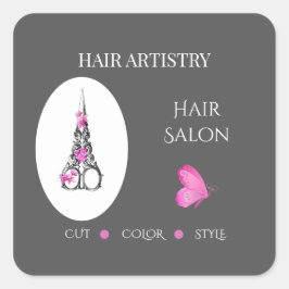 ブティックヘアサロンビジネスブランディングハサミ スクエアシール