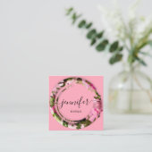 ブティックミメティックカモフラージュ軍隊ファッションピンク スクエア名刺 (スタンド正面)