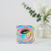 ブティックメイクアップショップラッシュQRコードレインボーユニコーン スクエア名刺 (スタンド正面)