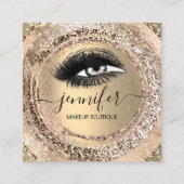 ブティックメイクアップラフェイクッシュ金ゴールドバラQRラッシュ スクエア名刺 (正面)