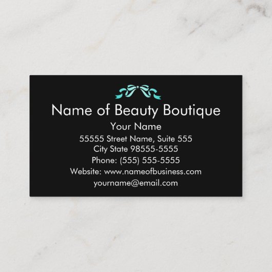 ブティックモダンアクアアンドブラックリガーリーボン 名刺 (裏面)