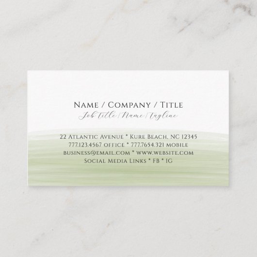 ブティックモダンセージグリーンウォーターカラービジネス エンクロージャーカード (裏面)