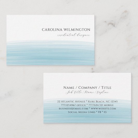 ブティックモダンターコイズウォーターカラービジネス エンクロージャーカード (正面/裏面)