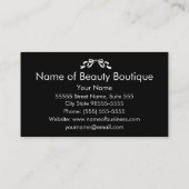 ブティックモダンブラック&ホワイトガーリーリボン 名刺 (裏面)