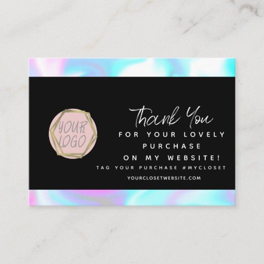 ブティックモダン美しい絞り染めサンキューロゴ 名刺 (正面)