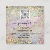 ブティックラグジュアリーショップロゴQRコードホログラフ金ゴールド スクエア名刺 (裏面)